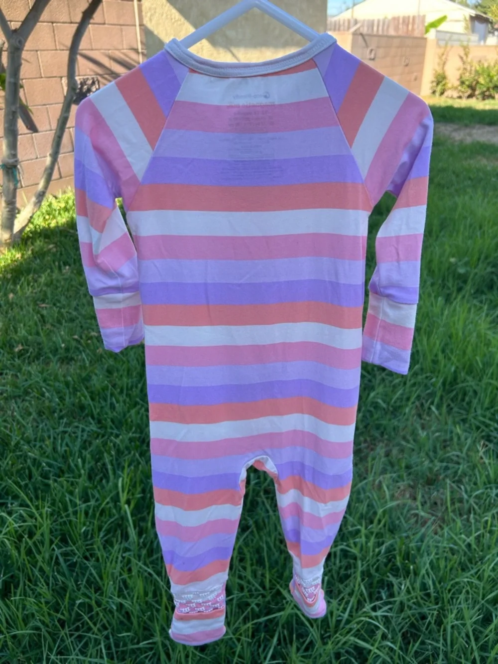 Magnetic Me Pink, Purple & Cream Striped Footie